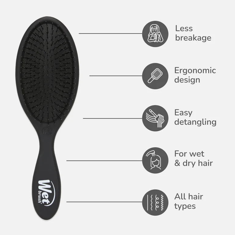 Wet Brush Original Detangler Hair Brush, For Wet or Dry Hair, Frost Black | Walmart (US)