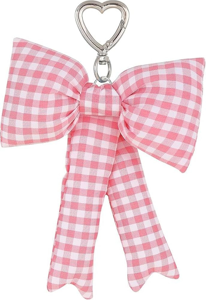 Bow Keychain, Pink Blue Y2k Bowknot Plaid Bag Charms Keychains Aesthetic Purse Handbag Backpacks ... | Amazon (US)