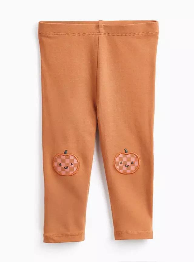 Buy Orange Halloween Pumpkin Knee Patch Leggings 3-6 months | Trousers and leggings | Tu | Tu Clothing