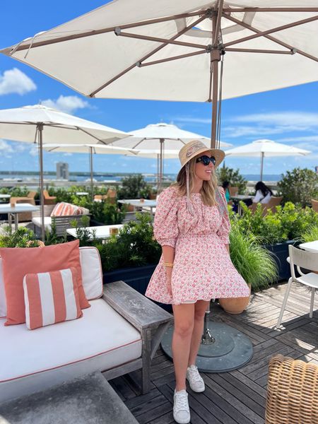 Charleston looks - day dress 🎀

Pretty pink dress hat shoes going out ruffle puffy sleeves ditzy floral grandmillennial preppy short day dress sneakers 

#LTKtravel #LTKFind #LTKstyletip