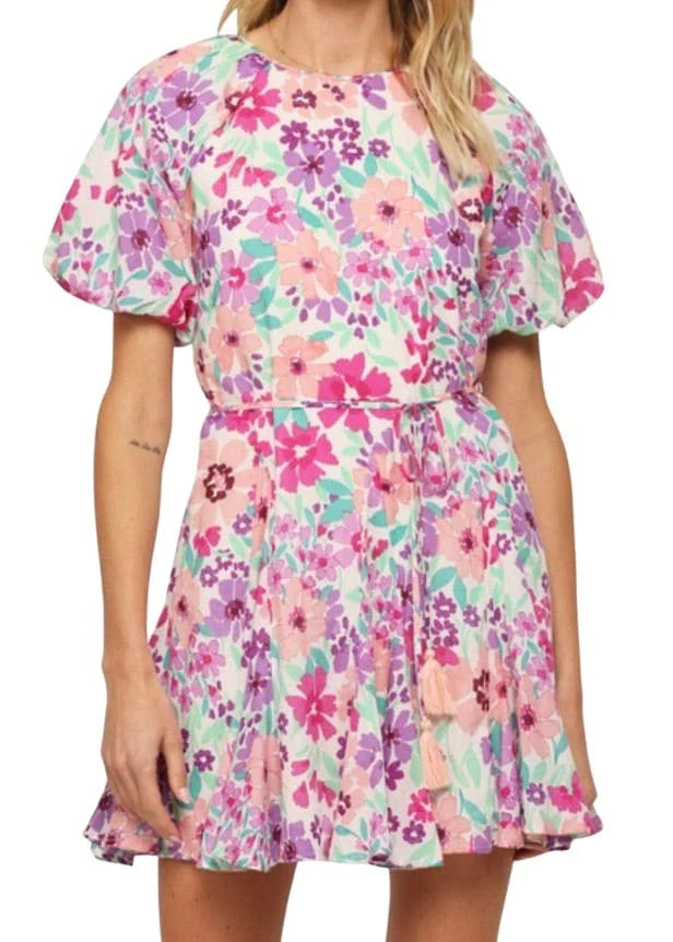 Lavender floral skater hem mini dress | Mulberry & King