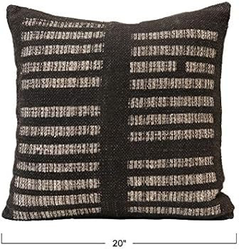 Creative Co-Op Woven Cotton, White & Black Pillow, 1 Count (Pack of 1), Black | Amazon (US)