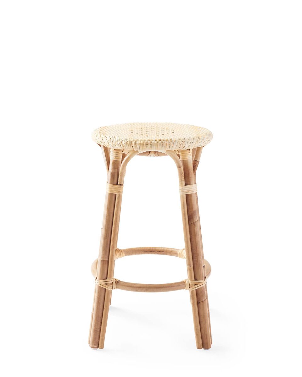 Sunwashed Riviera Rattan Backless Counter Stool | Serena and Lily