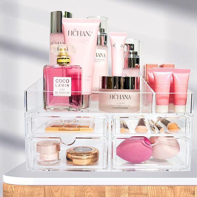 GANBIPU Acrylic Makeup Organizer Makeup Storage, Multipurpose Desk Organizer with Drawers Cosmeti... | Amazon (US)