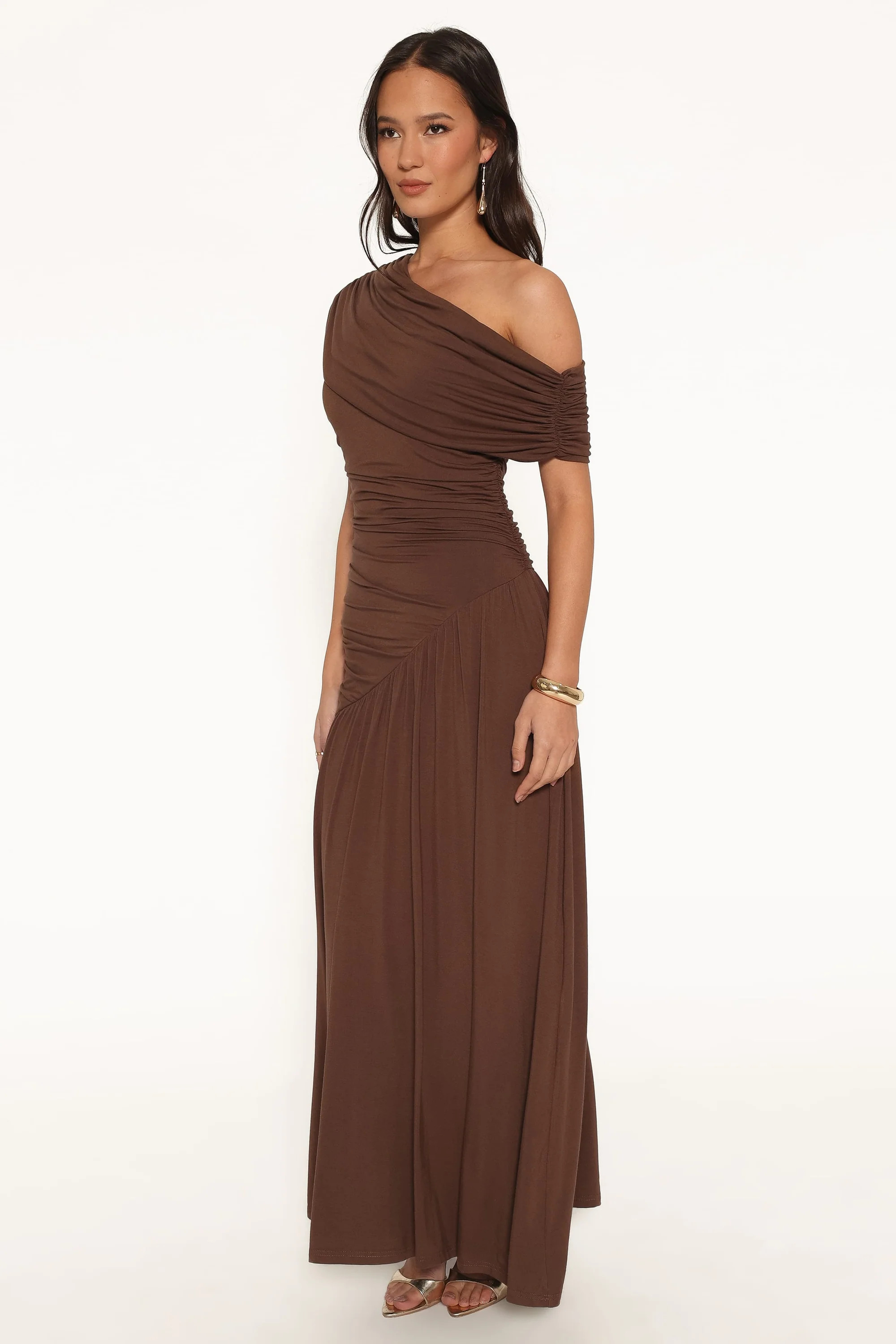 Sharmay Off Shoulder Maxi Dress - Brown | Petal & Pup (US)