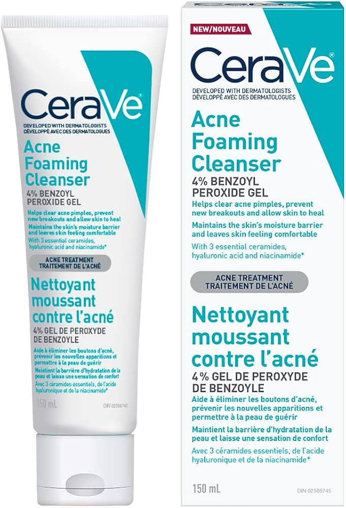 CeraVe 4% Benzoyl Peroxide ACNE Treatment Foaming Cleanser Face & Body Wash, with Hyaluronic Acid... | Amazon (CA)