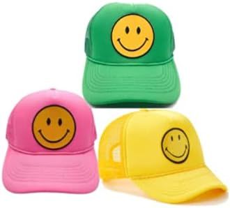 Smiley Face Trend Trucker hat Ships Next Day Patch Cap Baseball Gift Vintage Embroidered Foam Mes... | Amazon (US)
