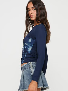 Raldor Long Sleeve Top Navy | Princess Polly US