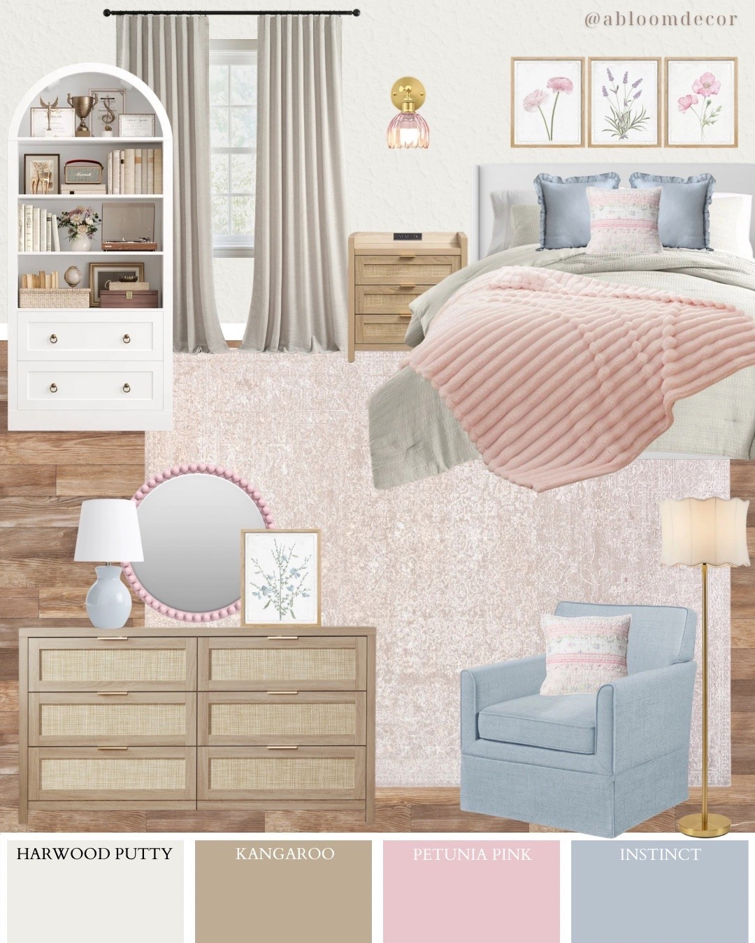 Pretty Pink and Blue Tween Bedroom Mood Board

#LTKHome
