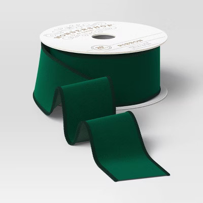 1.5" Velvet Fabric Christmas Ribbon 20' Green - Wondershop™ | Target