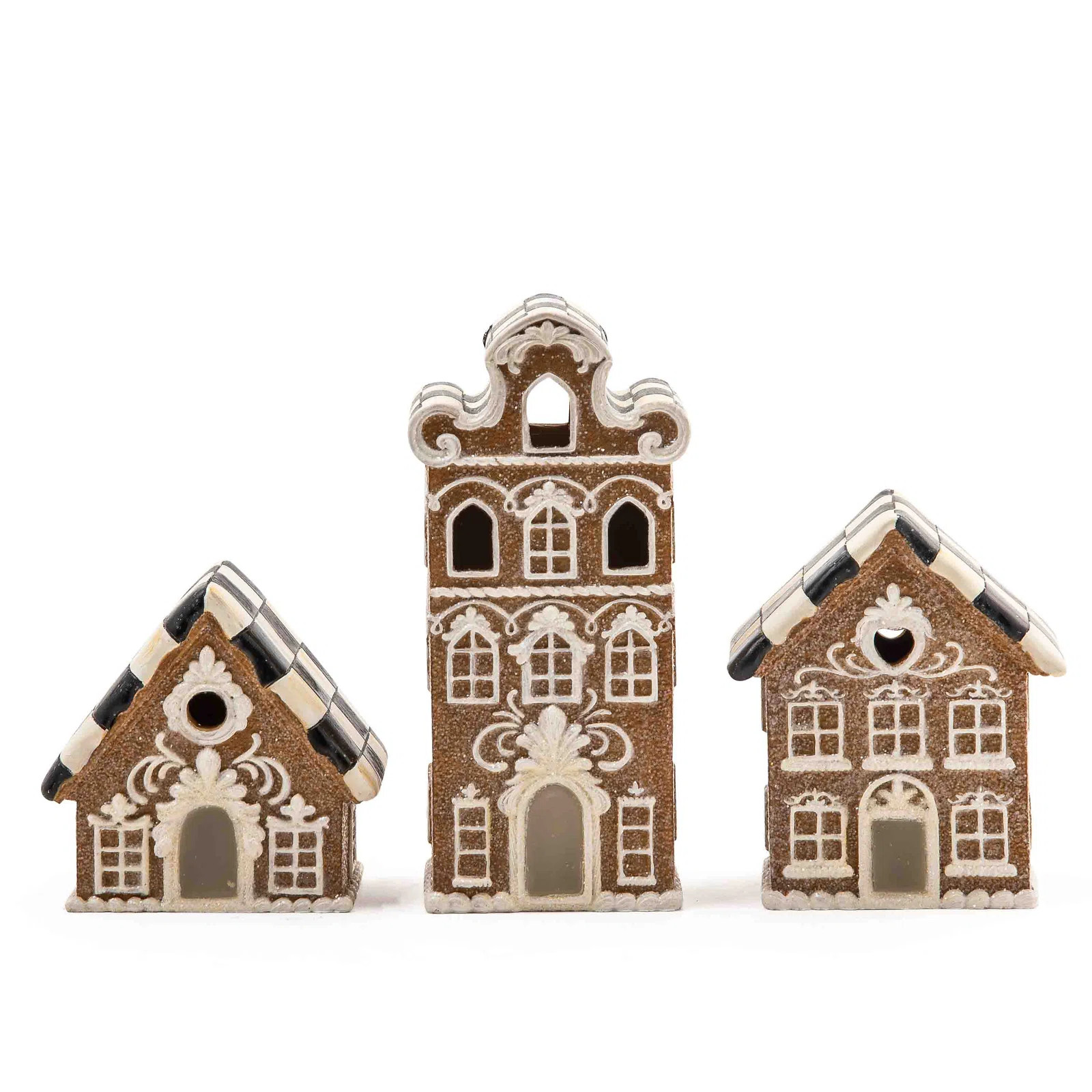 Courtly Check® 3 Piece Gingerbread Illuminated Mini Houses Christmas Village Set | Wayfair North America