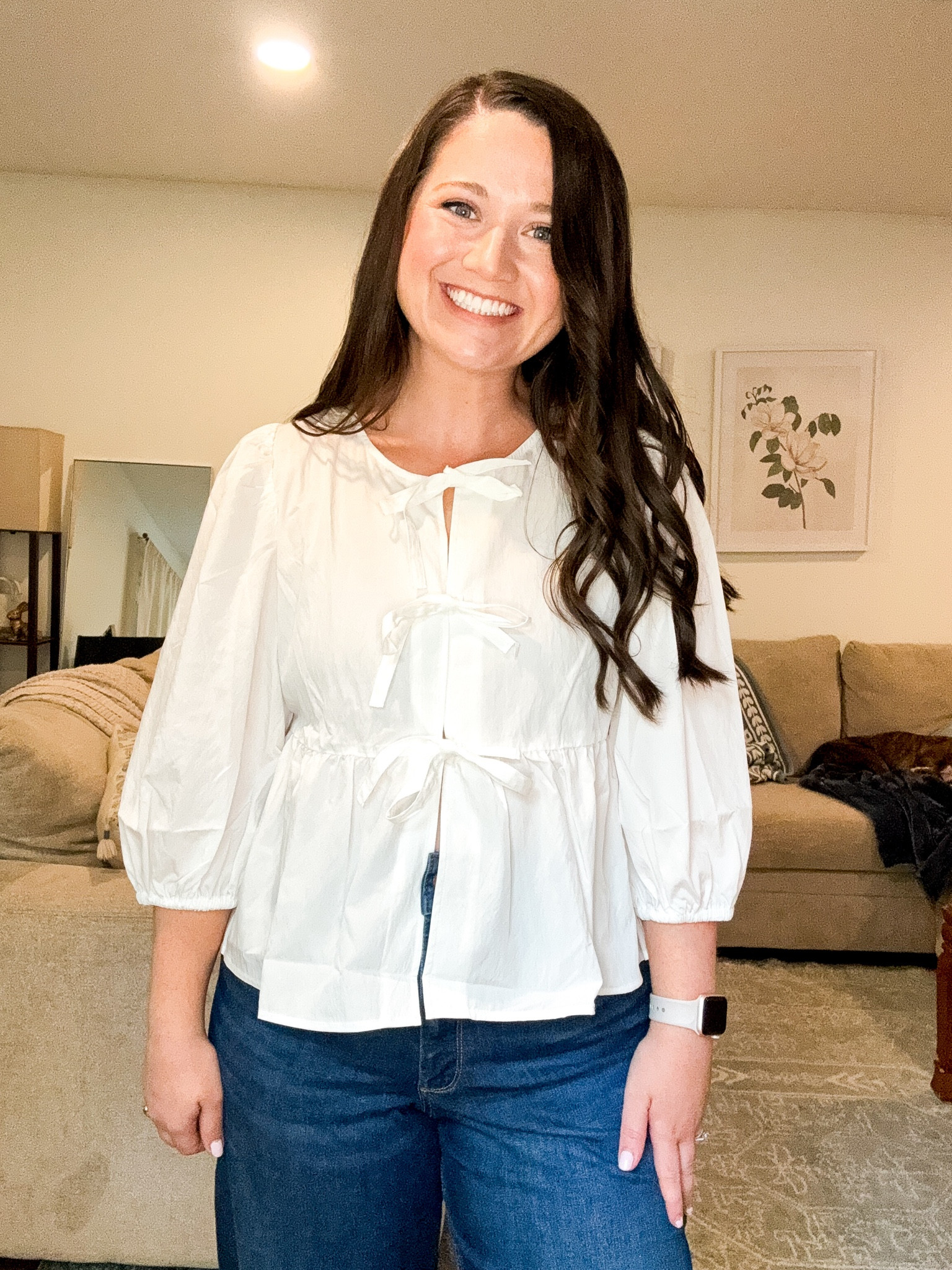 White bow blouse. Fall outfit. Date night outfit 