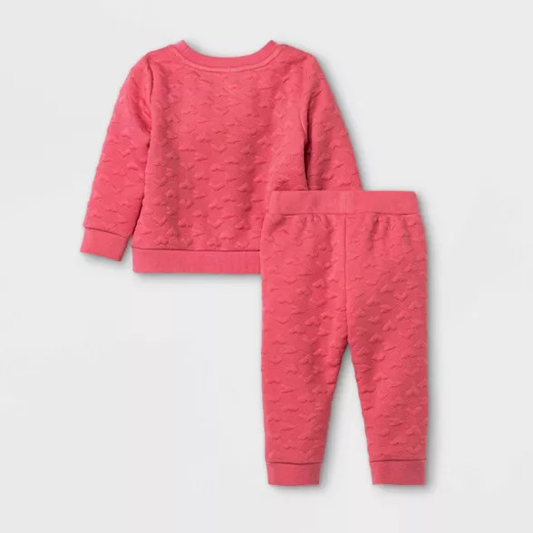 Baby Girls' 2pc Heart Quilted Tossed Top & Bottom Set - Cat & Jack™ Pink | Target