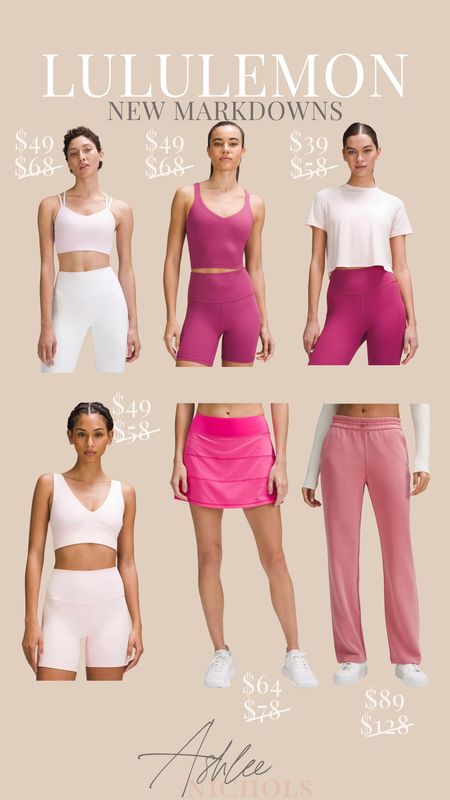 New lululemon markdowns!! Loving this pink color for the spring and summer!!

Lululemon, new markdowns, lululemon workout tops, lululemon bras, lululemon skirt 

#LTKSeasonal #LTKfindsunder100 #LTKfitness