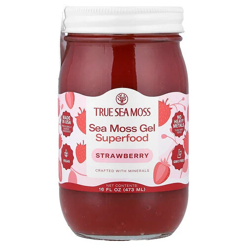 True Sea Moss, Sea Moss Gel Superfood, Strawberry, 16 fl oz (473 ml) | iHerb