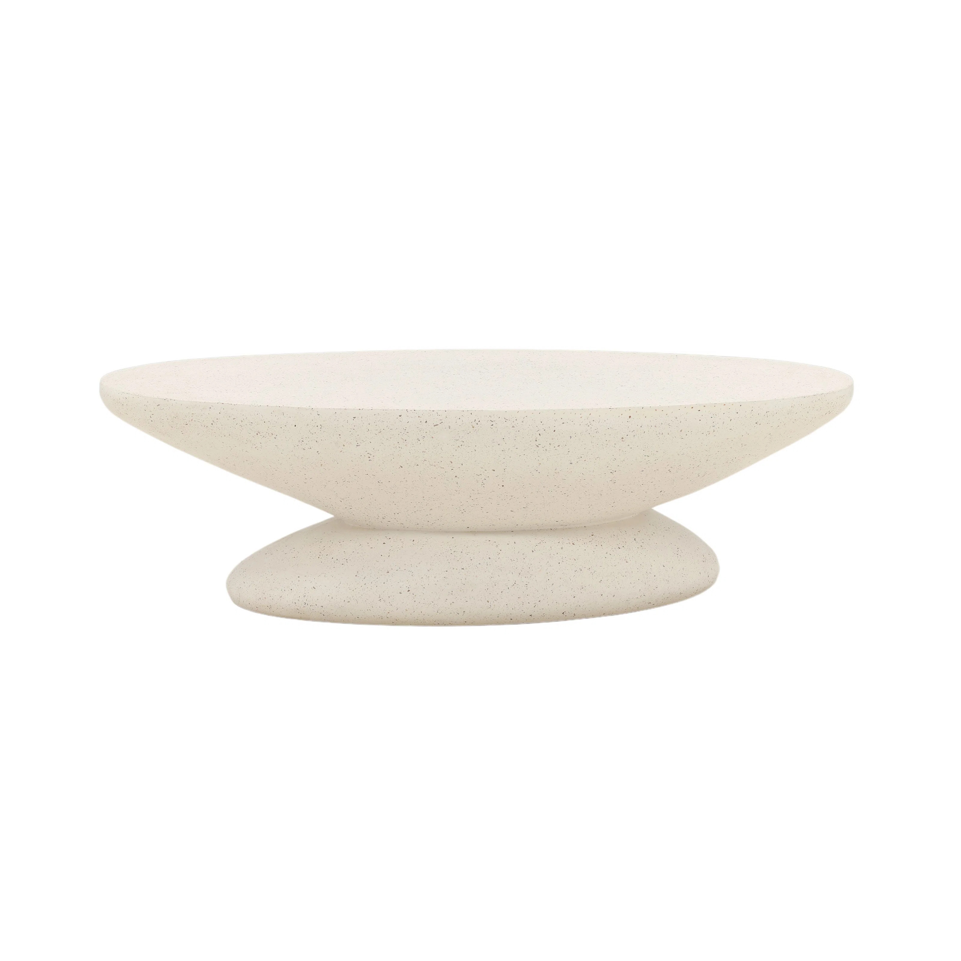 Jaela 53" Wide Outdoor Concrete Terrazzo Coffee Table, Ivory | Perigold