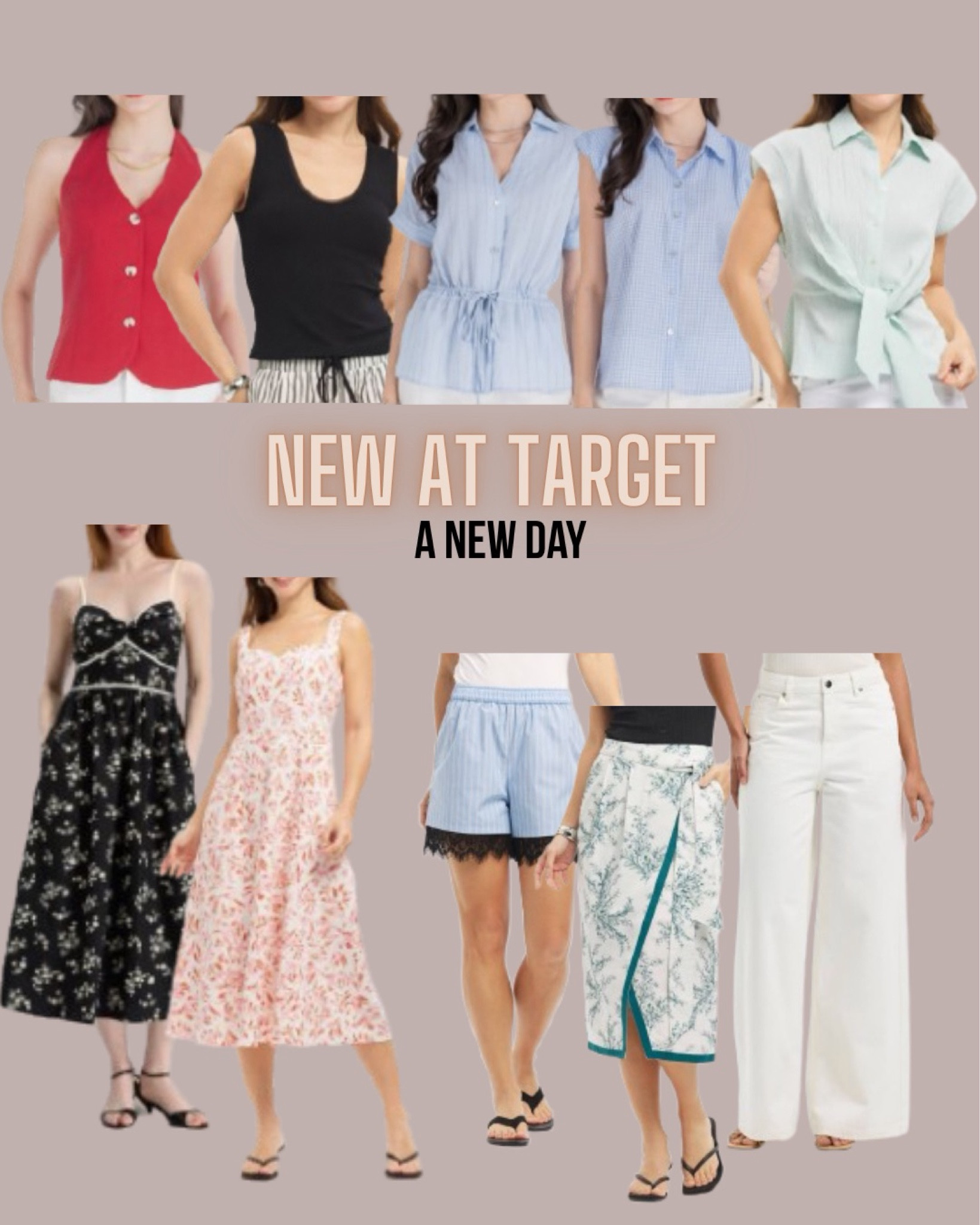 Target style
Vest
Blouse
Summer tops
Dress
Lace shirts
Wrap skirt
