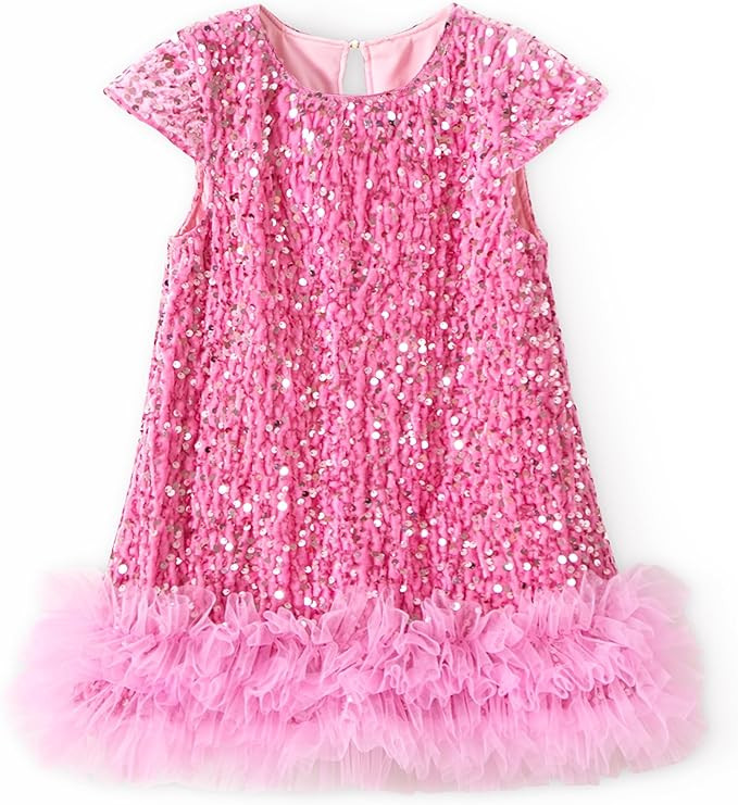 Miipat Toddler Girls Sequin Dress Sparkly Gown Party Dresses Little Kids A-Line Velvet Dress | Amazon (US)