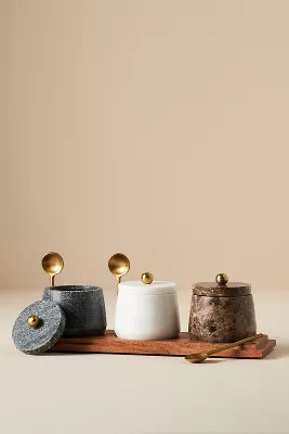Marble Condiment Set with Spoons | Anthropologie (US)