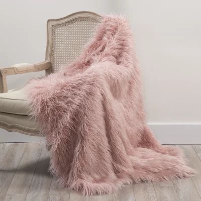 Greta Faux Fur Throw Blanket Color: Pink, Size: 58" W x 60" L | Wayfair North America