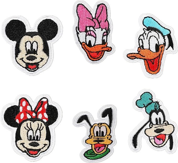 6Pcs Mini Set Mickey Iron On Patches for Clothing Minnie Sew On/Iron On Embroidered Patch Appliqu... | Amazon (US)