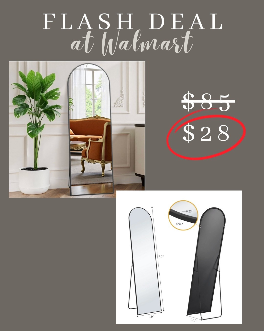 Flash sale at Walmart!!!! This black mirror is Originally $85 and marked wayyy down to $28!! It can also be hung on the wall. 

#LTKFindsUnder50 #LTKHoliday #LTKHome