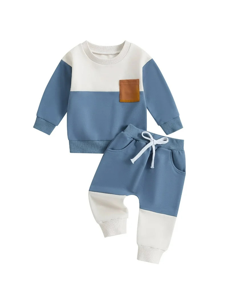 Loicainy Baby Toddler Boys Pants Outfits Set, 6 12 18 24 Months 2T 3T 4T 5T Contrast Color Long S... | Walmart (US)