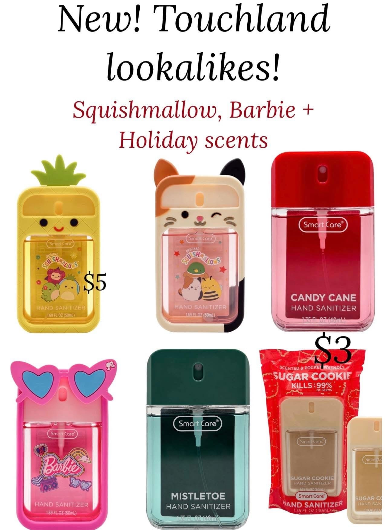 New!! These Touchland lookalikes are flying 🏃‍♀️💨  So cute — perfect stocking stuffers or teacher gifts! The Squishmallow and Barbie ones are $5, and the holiday scents (Sugar Cookie + Mistletoe + Candy Cane) are just $3!!

Even spotted a 3-pack of Spider-Man ones 👀 I would not wait on these!!


#LTKGiftGuide #LTKHoliday #LTKCyberWeek