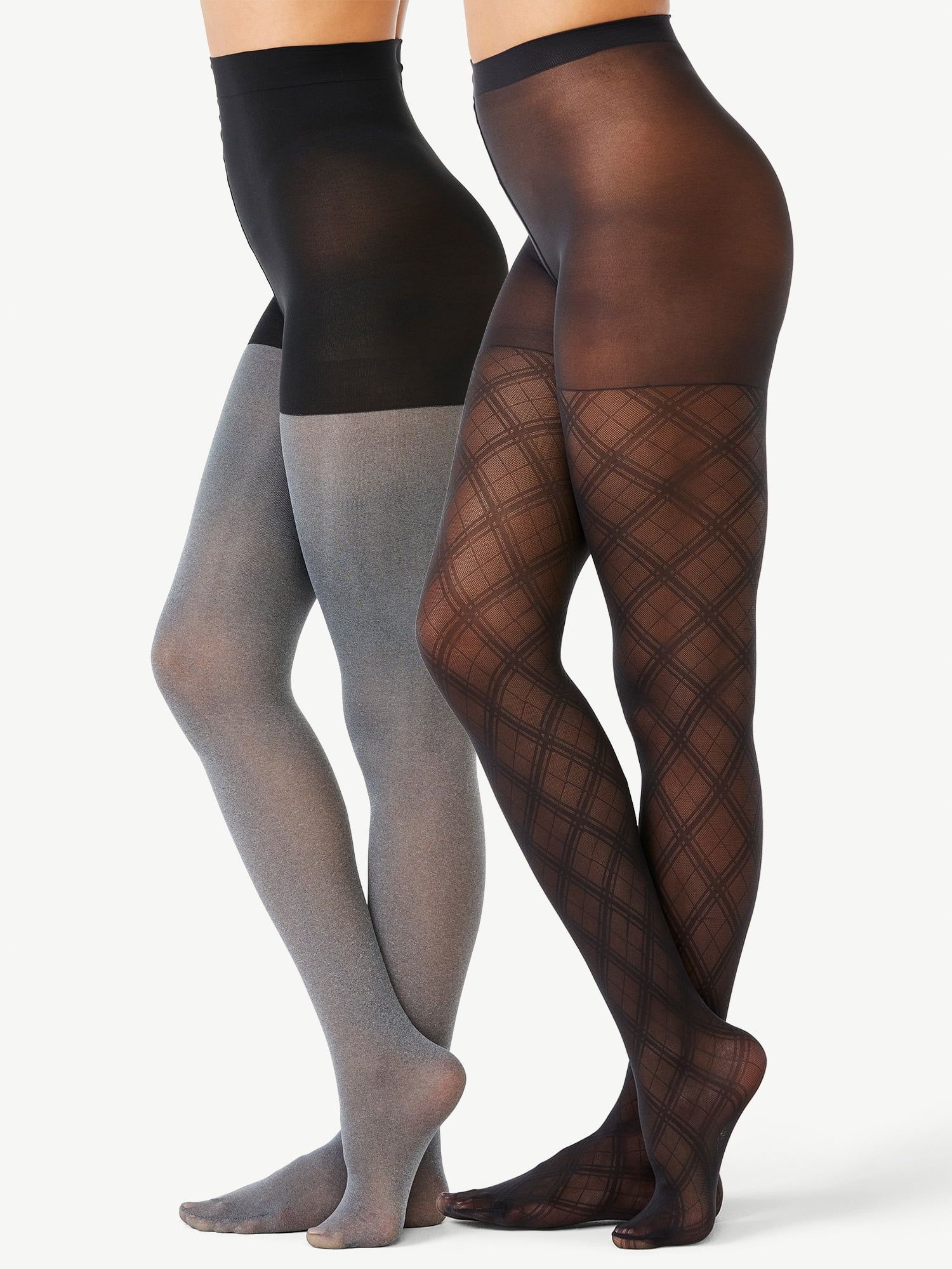 Joyspun Women's Plaid and Opaque Tights, 2-Pack, Sizes to 2XL | Walmart (US)