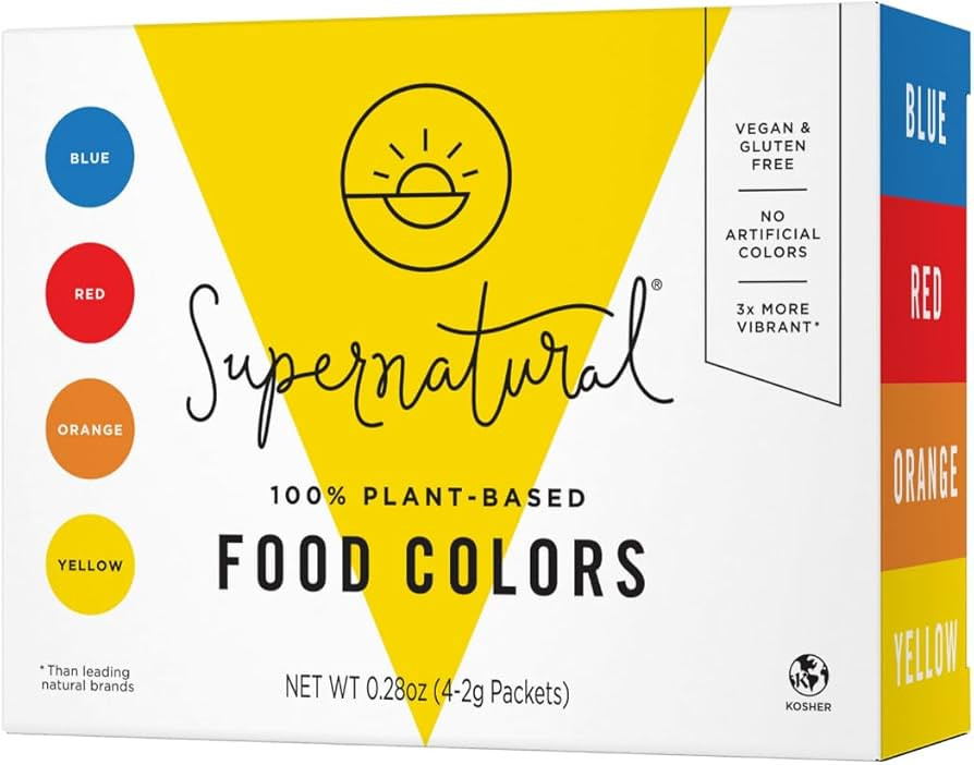 Supernatural Plant-Based Food Coloring - Blue, Red, Orange & Yellow Natural Food Dye Powders, Hyp... | Amazon (US)