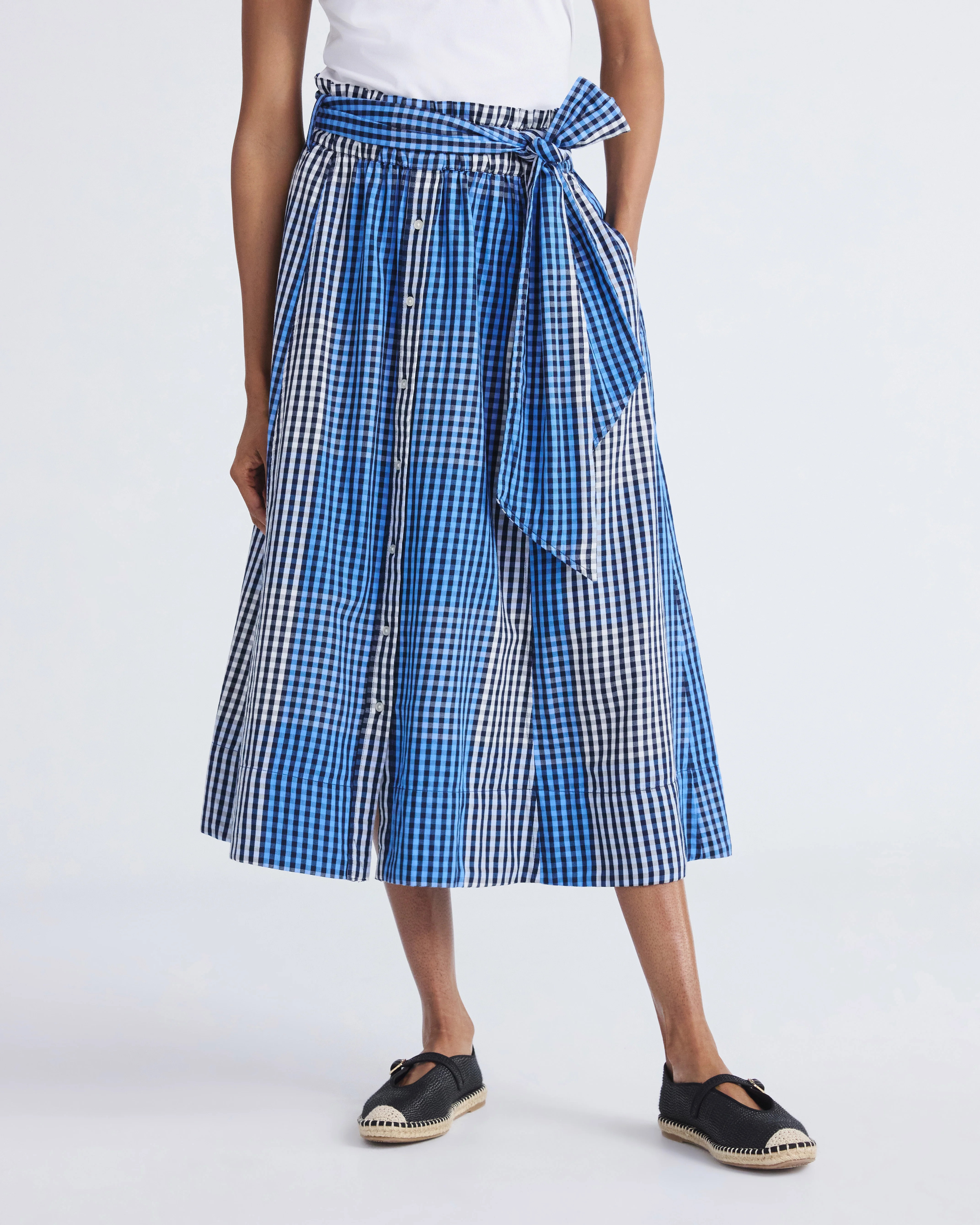 Free Assembly Women's and Women's Plus Cotton Button Front Midi Skirt with Paperbag Waist, Sizes ... | Walmart (US)