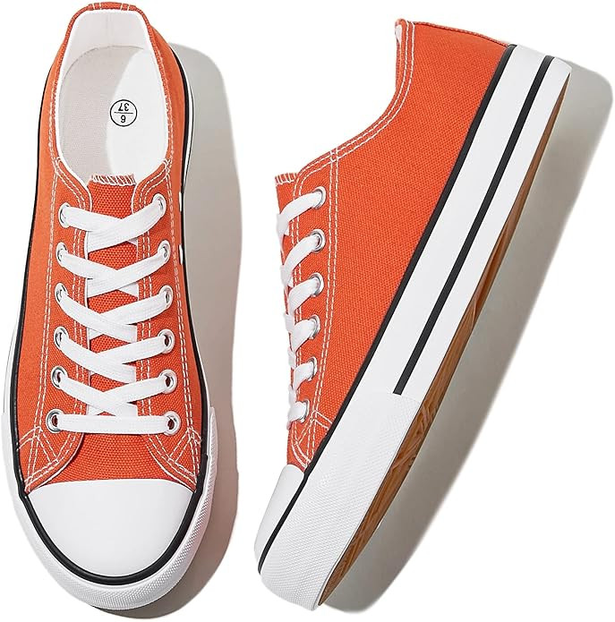 Adokoo Womens Canvas Shoes Casual Cute Sneakers Low Cut Lace up Fashion Comfortable for Walking | Amazon (US)