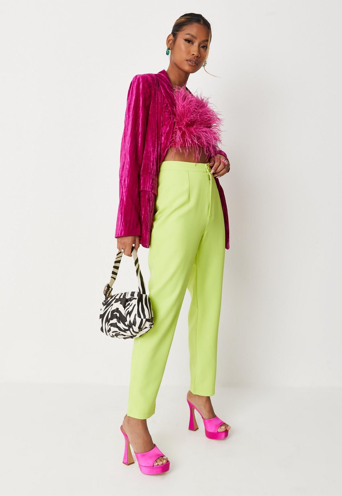 Neon Green Co Ord Cigarette Pants | Missguided (US & CA)
