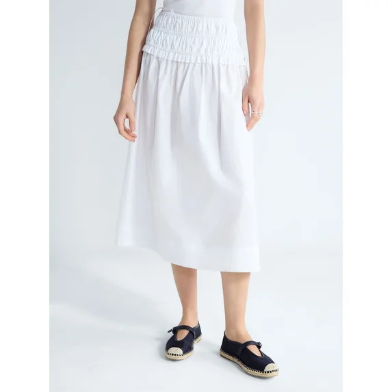 Free Assembly Women's and Women's Plus Smocked Drawstring Cotton Maxi Skirt, Sizes XS-4X | Walmart (US)