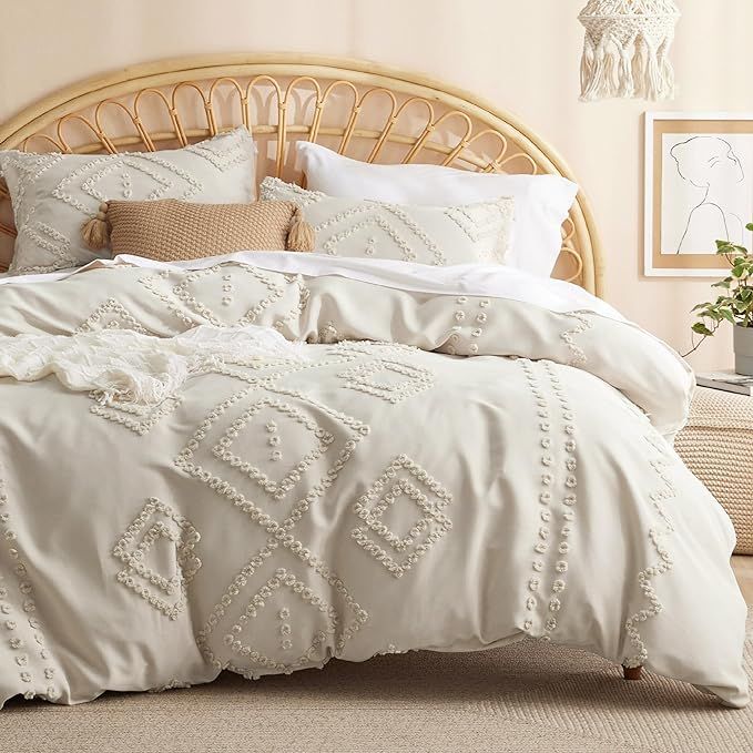 Bedsure Boho Comforter Set King - Beige Tufted Bedding Comforter Set, 3 Pieces Farmhouse Shabby C... | Amazon (US)