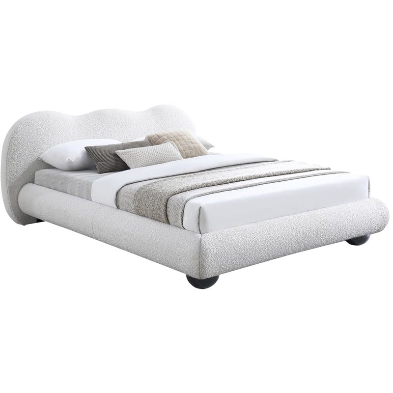 Meridian Furniture Hyde Contemporary Boucle Fabric King Bed in Cream | Walmart (US)