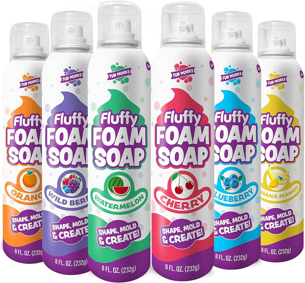 Tub Works® Fluffy Foam Soap, Variety 6 Pack | Shape, Mold & Create Bath Art with Soft Bath Foam ... | Amazon (US)