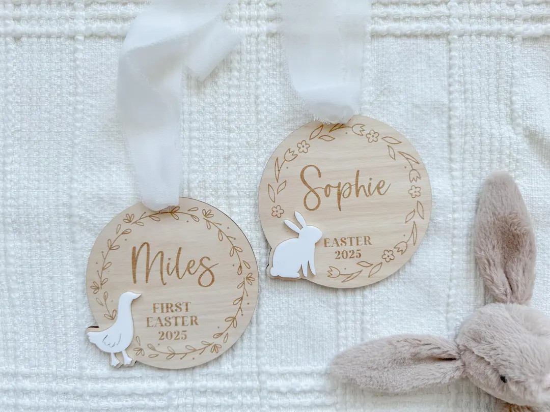 Personalized Easter Basket Tag, Babys First Easter Keepsake, Bunny or Goose Name Tag, First Easte... | Etsy (US)