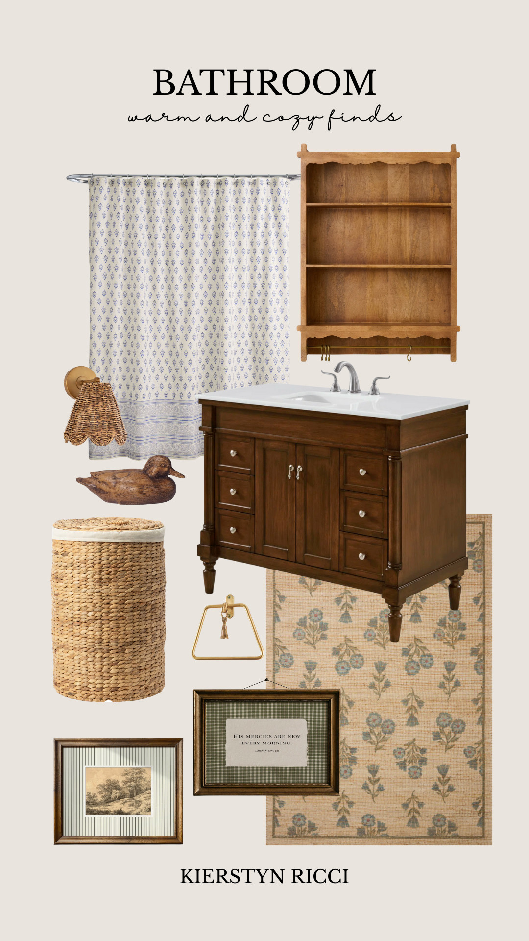 A warm + cozy bathroom vision 🤎  Wood tones, cozy textures, and timeless details. 

 #LTKHome
