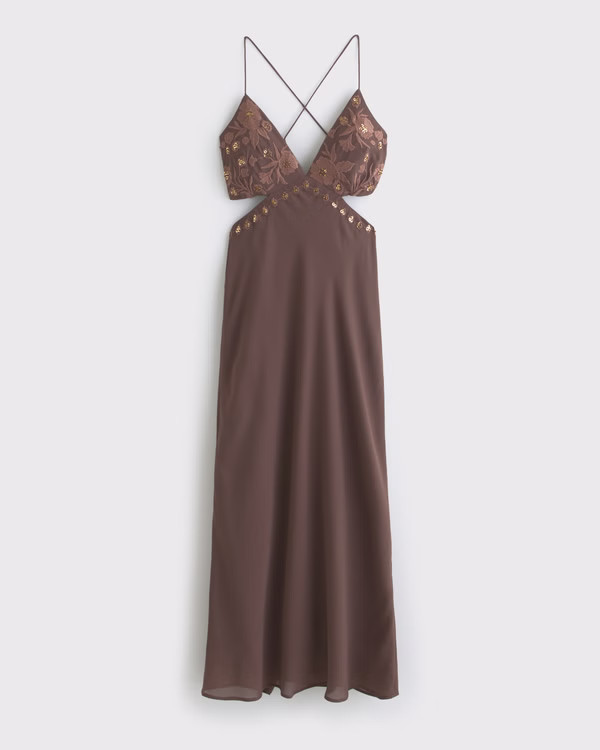 Women's Beaded Cutout Slip Midi Dress | Women's Dresses & Jumpsuits | Abercrombie.com | Abercrombie & Fitch (US)