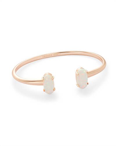Edie Rose Gold Cuff Bracelet in White Kyocera Opal | Kendra Scott