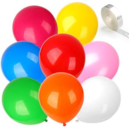 RUBFAC 120 Balloons Assorted Color 12 Inches 12 Kinds of Rainbow Latex Balloons, Multicolor Bright B | Amazon (US)