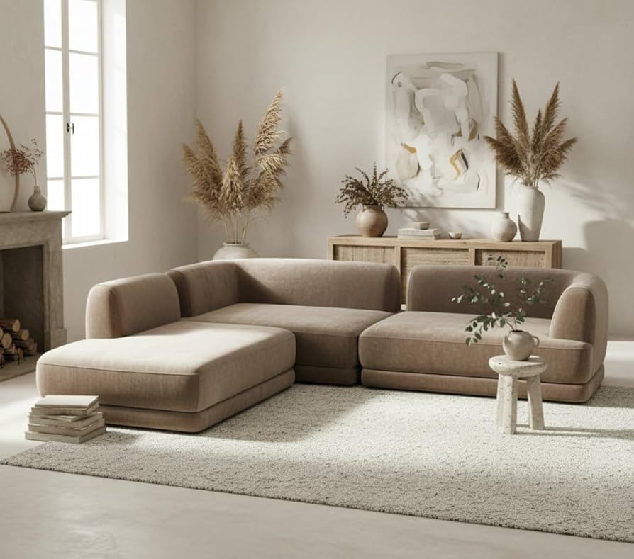 Merax 115" Modern L-Shaped Sectional Sofa with High-Density Fully Compressed Sponge and Chaise Lo... | Amazon (US)