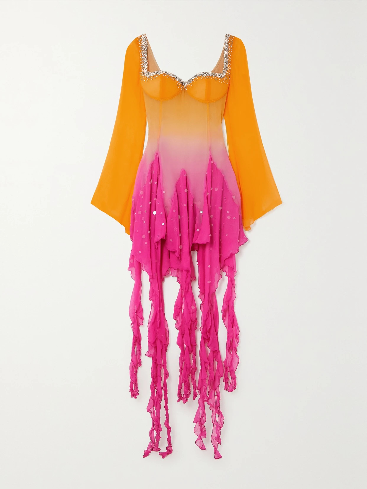 + The Vanguard Sunset asymmetric embellished ombré georgette dress | NET-A-PORTER (US)