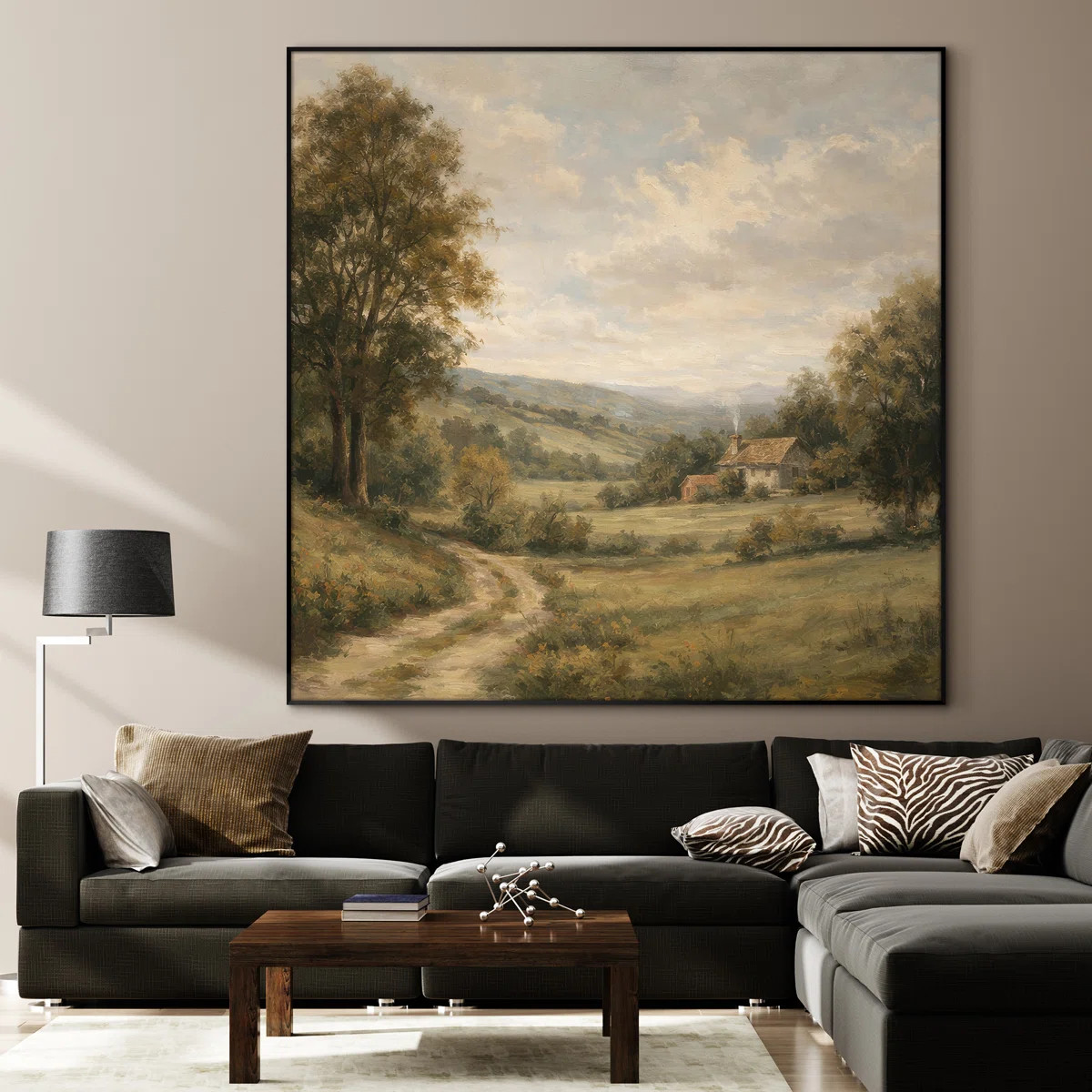 Extra Large Wall Art Fabric Print - Vintage Countryside Cottage with Winding Path and Trees for L... | Wayfair North America