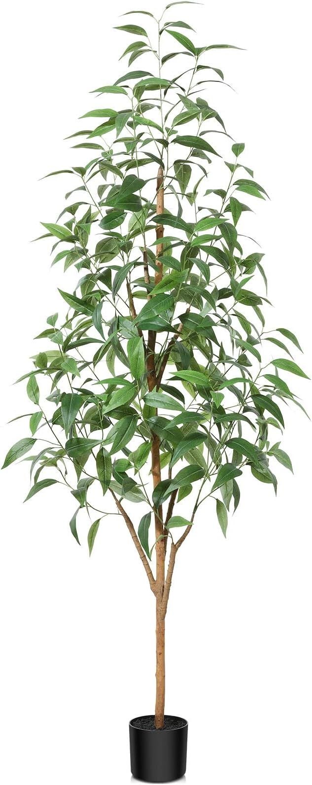 Artificial Eucalyptus Tree 6ft Tall Fake Tree for Home Decor Indoor Faux Silk Tree with Natural W... | Amazon (US)
