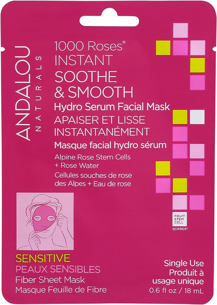 Andalou Naturals 1000 Roses Instant Soothe & Smooth Sheet Mask, 0.6 FZ | Amazon (US)