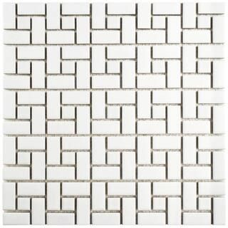 Merola Tile Spiral Matte White with Glossy White Dot 12-1/2 in. x 12-1/2 in. Porcelain Mosaic Til... | The Home Depot