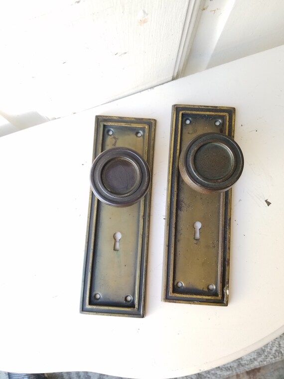 Door Knobs & Plates, Art Deco Hardware, Complete Set Victorian Door Hardware Antique Door Knobs D... | Etsy (US)