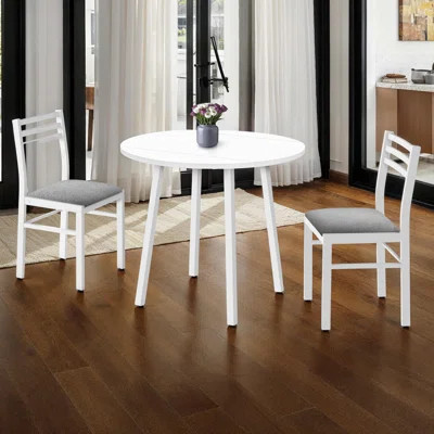 3-Piece Drop Leaf Dining Set, Round Table & 2 Ladder-Back Chairs for Small Kitchens | Wayfair North America